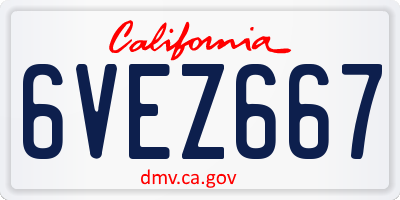 CA license plate 6VEZ667