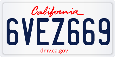 CA license plate 6VEZ669