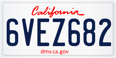 CA license plate 6VEZ682