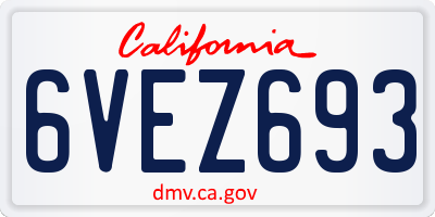 CA license plate 6VEZ693