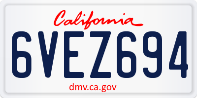 CA license plate 6VEZ694
