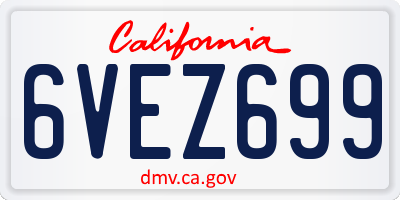 CA license plate 6VEZ699
