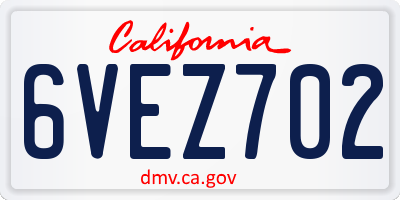 CA license plate 6VEZ702