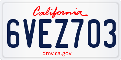 CA license plate 6VEZ703