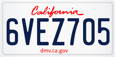 CA license plate 6VEZ705