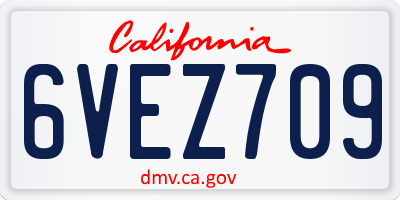 CA license plate 6VEZ709