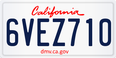 CA license plate 6VEZ710