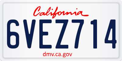 CA license plate 6VEZ714