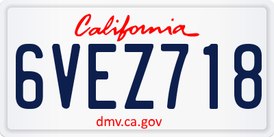 CA license plate 6VEZ718