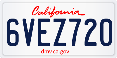 CA license plate 6VEZ720