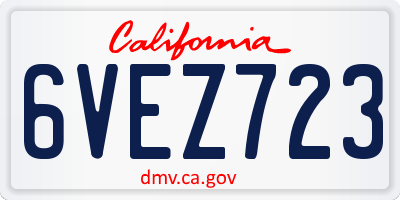 CA license plate 6VEZ723