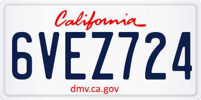 CA license plate 6VEZ724