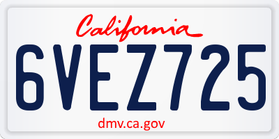 CA license plate 6VEZ725