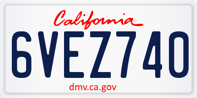 CA license plate 6VEZ740