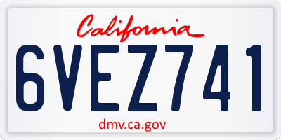 CA license plate 6VEZ741