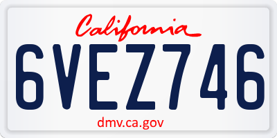 CA license plate 6VEZ746