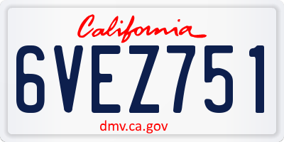 CA license plate 6VEZ751