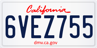 CA license plate 6VEZ755