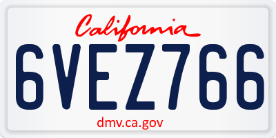 CA license plate 6VEZ766