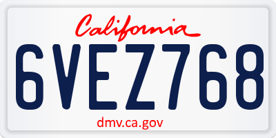 CA license plate 6VEZ768