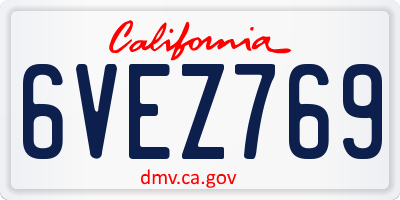 CA license plate 6VEZ769