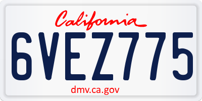 CA license plate 6VEZ775