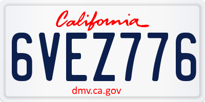 CA license plate 6VEZ776