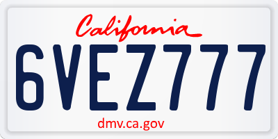 CA license plate 6VEZ777