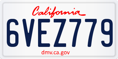CA license plate 6VEZ779
