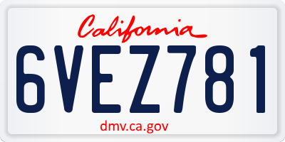 CA license plate 6VEZ781