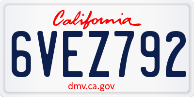 CA license plate 6VEZ792