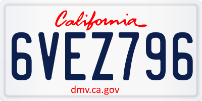 CA license plate 6VEZ796