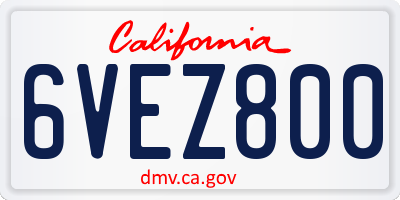 CA license plate 6VEZ800