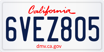 CA license plate 6VEZ805