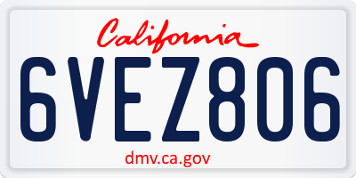 CA license plate 6VEZ806