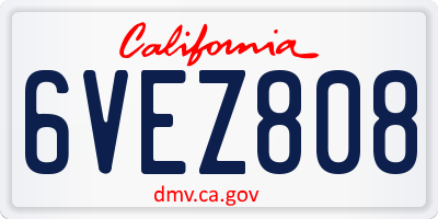 CA license plate 6VEZ808