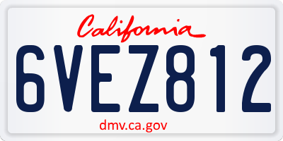 CA license plate 6VEZ812