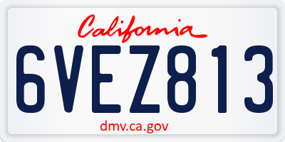 CA license plate 6VEZ813