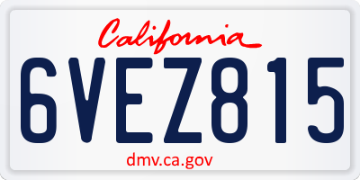 CA license plate 6VEZ815