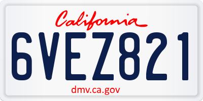 CA license plate 6VEZ821