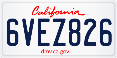 CA license plate 6VEZ826