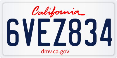 CA license plate 6VEZ834