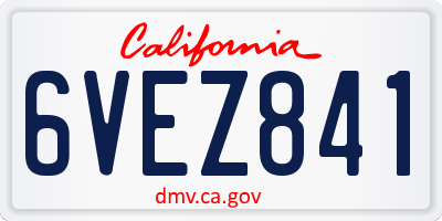 CA license plate 6VEZ841