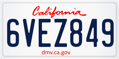 CA license plate 6VEZ849