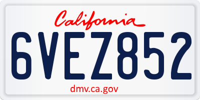 CA license plate 6VEZ852