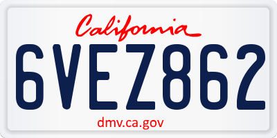 CA license plate 6VEZ862