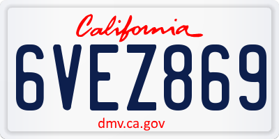 CA license plate 6VEZ869