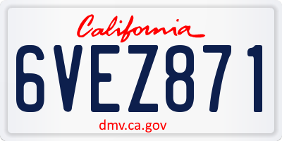 CA license plate 6VEZ871