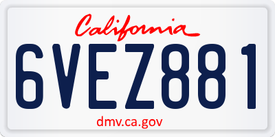CA license plate 6VEZ881