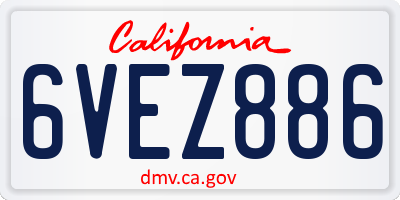 CA license plate 6VEZ886